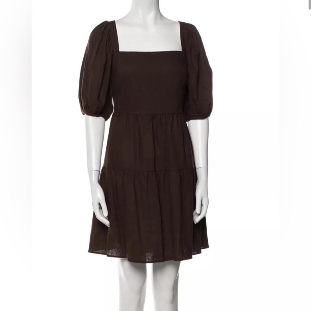 House of Harlow 1960 Brown Puff Sleeve Mini Dress - Picture 3 of 8